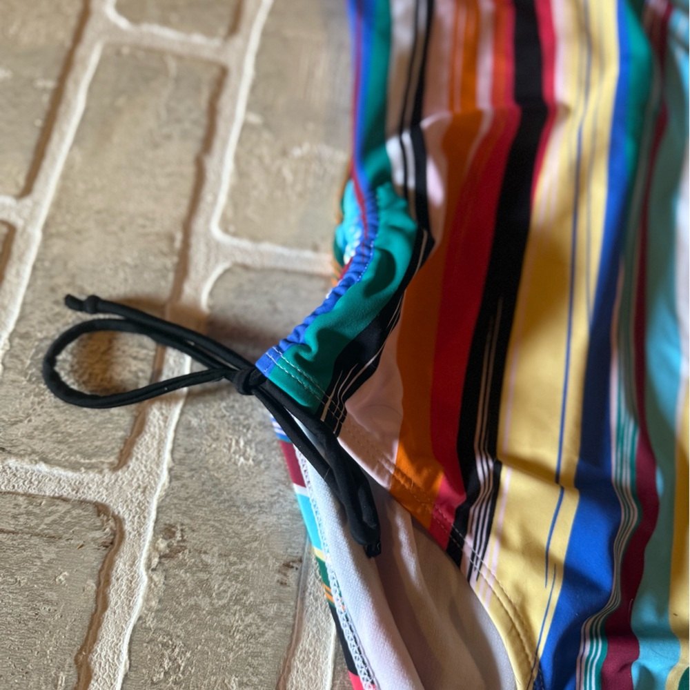 Multicolor Striped Women's One Piece Swimsuit - Picture 3 of 5